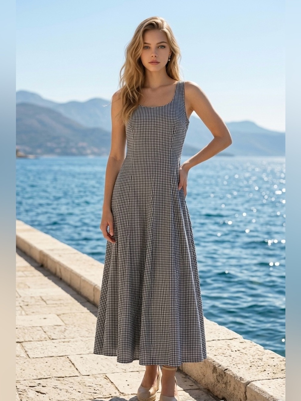 a new day Black and White Gingham Dress